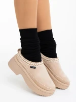 Zafira világos bézs női papucs textil anyagból