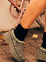 Zafira zöld női papucs textil anyagból