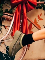 Zafira zöld női papucs textil anyagból