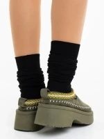 Zafira zöld női papucs textil anyagból