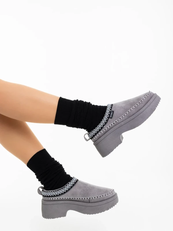 Zafira szürke női papucs textil anyagból