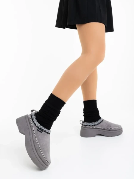 Zafira szürke női papucs textil anyagból