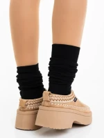 Zafira sötét bézs papucs textil anyagból