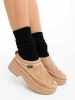 Zafira sötét bézs papucs textil anyagból