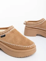 Zafira sötét bézs papucs textil anyagból