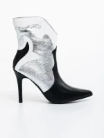 Kerenza fekete és ezüstszínű, női bokacsizma,  ökológiai bőrből