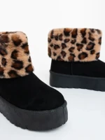 Zalinda fekete női csizma textil anyagból