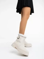 Christena bézs, női csizma textil anyagból