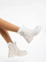 Christena bézs, női csizma textil anyagból