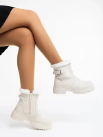 Christena bézs, női csizma textil anyagból