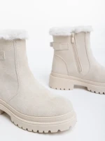 Christena bézs, női csizma textil anyagból