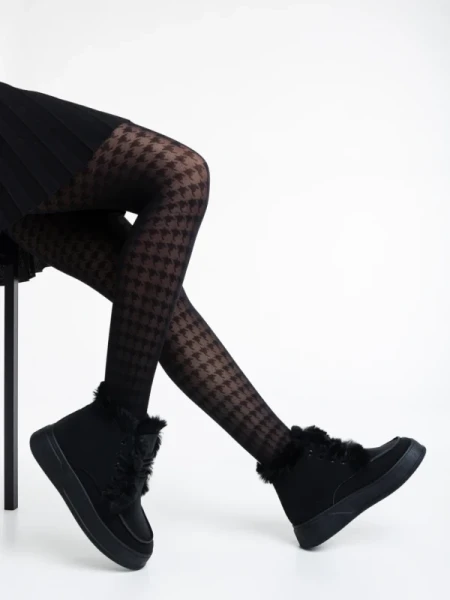 Kizzie fekete, női bakancs ökológiai bőrből