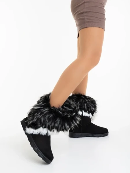 Vestigia fekete női csizma textil anyagból