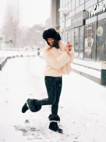 Vestigia fekete női csizma textil anyagból