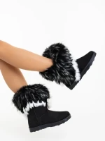 Vestigia fekete női csizma textil anyagból