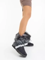 Vestigia szürke női csizma textil anyagból