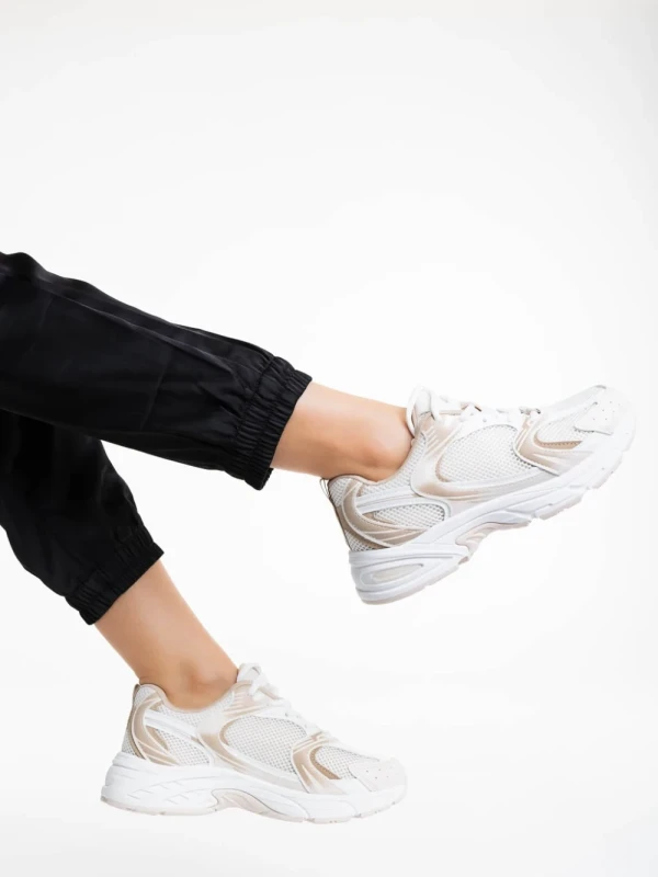 Dunya bézs női sportcipő textil anyagból