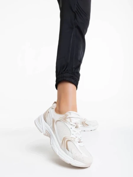 Dunya bézs női sportcipő textil anyagból