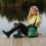 Hima fekete és zöld női csizma