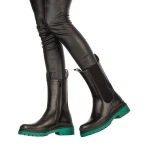 Hima fekete és zöld női csizma