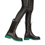 Hima fekete és zöld női csizma