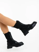 Maraja fekete női bakancs ökológiai bőrből és textil anyagból