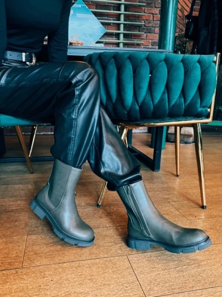 Cathryn zöld, női csizma, ökológiai bőrből