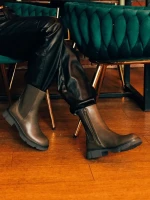 Cathryn zöld, női csizma, ökológiai bőrből