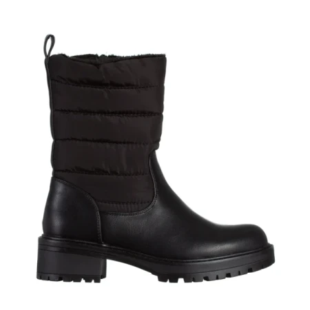 Micaela fekete női csizma, műbőrből és texttil anyagból készült