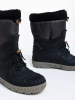 Női fekete és bézs csizma szintetikus és textil Marietta anyagból