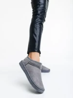 Enna szürke, női csizma, textil anyagból