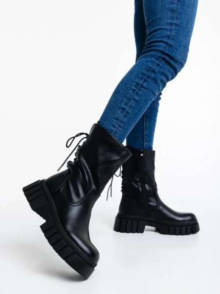 Kanchana fekete, női csizma, ökológiai bőrből