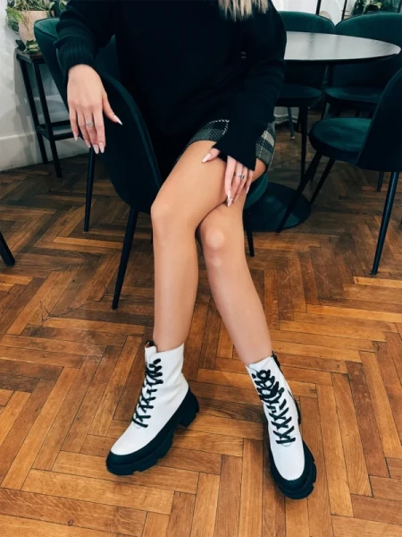 Berena fehér női bakancs ökológiai bőrből