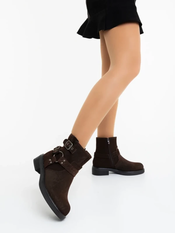 Sherida barna női bakancs textil anyagból