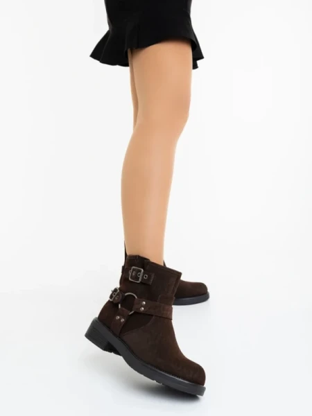 Sherida barna női bakancs textil anyagból