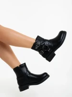 Sherida fekete női bakancs sima ökológiai bőrből