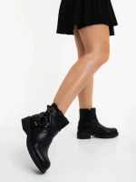 Sherida fekete női bakancs sima ökológiai bőrből