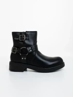 Sherida fekete női bakancs sima ökológiai bőrből