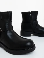 Sherida fekete női bakancs sima ökológiai bőrből