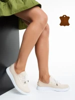 Nilda bézs alkalmi női cipő, valódi bőrből készült