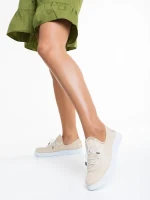 Nilda bézs alkalmi női cipő, valódi bőrből készült