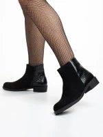 Ivy fekete női bokacsizma, műbőrből és textil anyagból készült