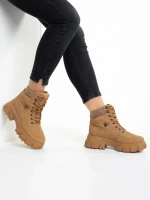 Valeen sötét bézs női bakancs, műbőrből készült