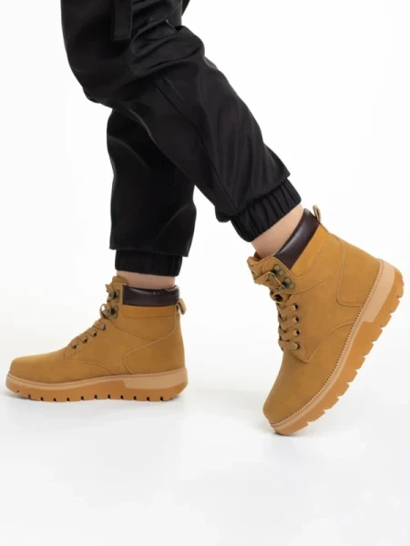 Marla camel női bakancs, műbőrből készült