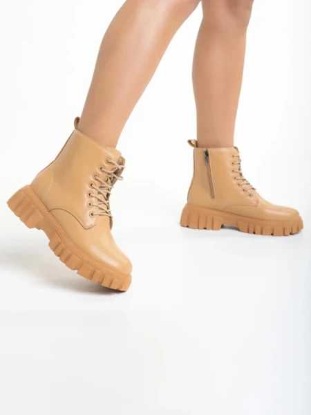 Mirella camel női bakancs, műbőrből készült