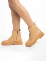 Mirella camel női bakancs, műbőrből készült