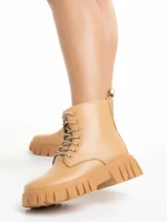 Mirella camel női bakancs, műbőrből készült