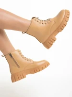 Mirella camel női bakancs, műbőrből készült