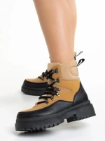 Marlena camel női bakancs, textil anyagból készült