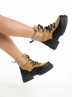 Marlena camel női bakancs, textil anyagból készült